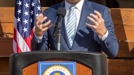 Guest speaker at podium, speaking