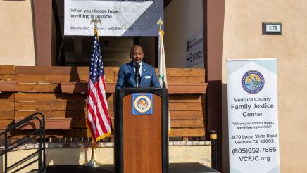 Guest speaker at podium, speaking