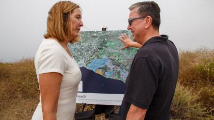 Asm. Irwin speaking with Guillermo Rodriguez of The Trust for Public Land