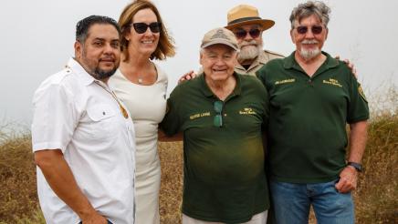 Asm. Irwin posing with Rudy Ortega, George Lange and two other attendees