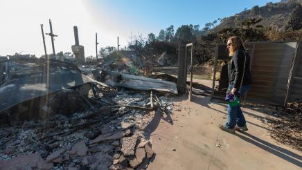 Asm. Irwin viewing the devastation