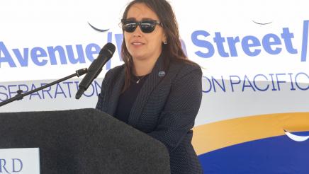 Guest speaker at podium, speaking