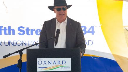 Guest speaker at podium, speaking