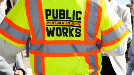 Back of shirt belonging to a Ventura County Public Works worker