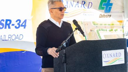 Guest speaker at podium, speaking