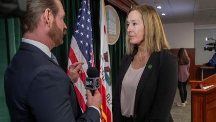 Asm. Irwin being interviewed by KCAL News reporter