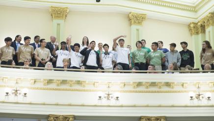 Team members in audience