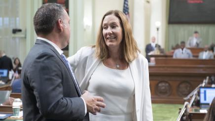 Asm. Irwin speaks with Asm. Gray