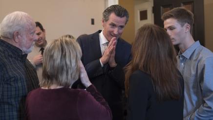 Gov. Newsom speaks with family