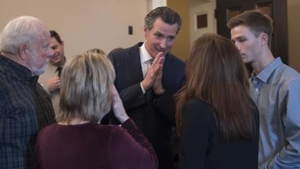 Gov. Newsom speaks with family